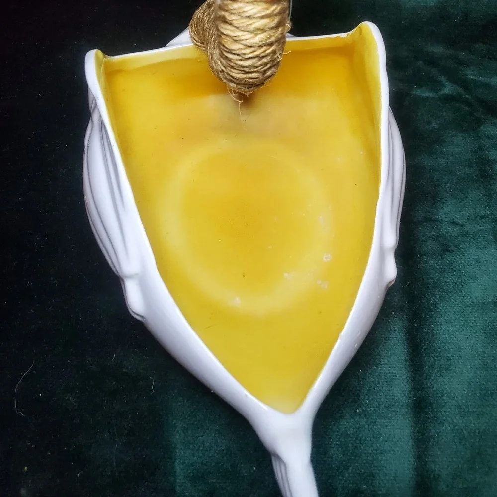 Ceramic Long Neck Swan With Rope Twine Wrapped Neck Candy Trinket Dish Unbranded